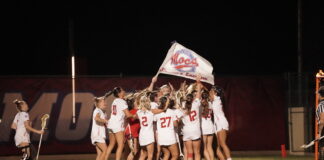 Game of the year: Mocs defeat Lions in double overtime thriller FSC Mocs Women's Lacrosse team celebrates the win.